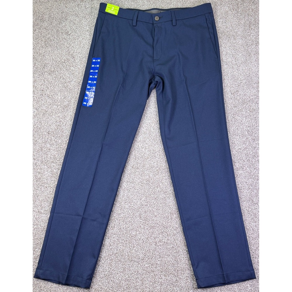 Haggar In Motion Performance Stretch Pant Men 36x32 Blue Straight Fit New NWT